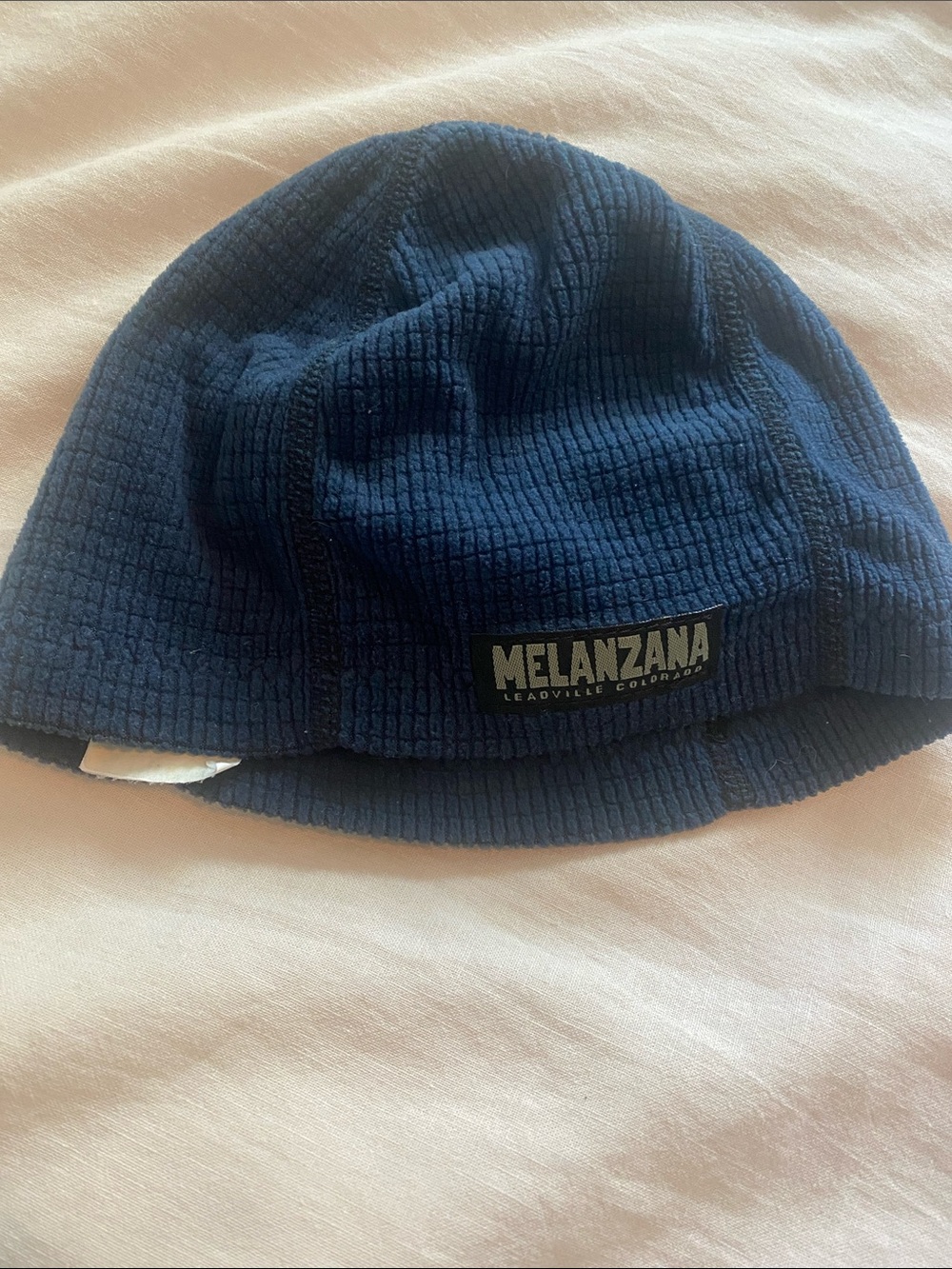 Melanzana Navy Waffle Knit Beanie Adult Small